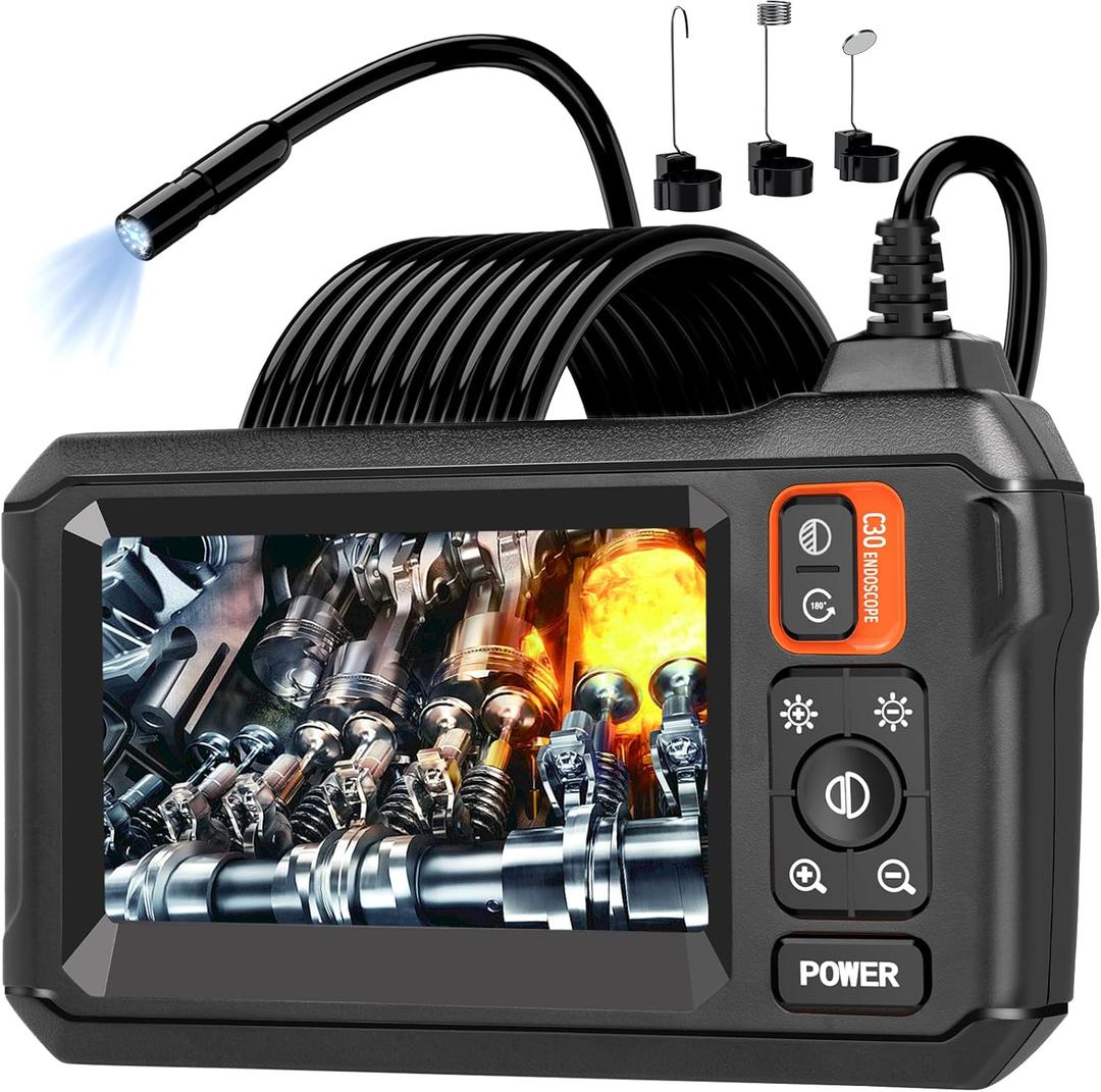 Endoscope Camera with Light, Borescope Camera with 4.3" IPS Screen, 1920P HD with 8 LED Lights, 16.4FT Semi-Rigid Cord Bore Scope, Gadgets for Men & Tools for Men Endoscope Camera with Light, Borescope Camera with 4.3" IPS Screen, 1920P HD with 8 LED Lights, 16.4FT Semi-Rigid Cord Bore Scope, Gadgets for Men & Tools for Men