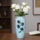 Blue Ceramic Vase 9 Inch - Modern Decorative Flower Vase for Centerpiece, Kitchen Table Living Room Home Decor