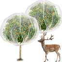 2PCS 7.8 x 7.8ft Large Fruits Tree Netting Cover with Zipper and Drawstring,Garden Insect Netting Plant Cover Transparent Bird Plant Barrier Flower Fruits Mesh Screen for Preventing Deer Squirrel Bug