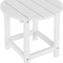 LZRS Round Adirondack Patio Side Table End Table, Outdoor Side Tables for Patio, Backyard,Pool, Indoor Companion, Easy Maintenance & Weather Resistant(White)