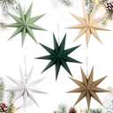 SUNBEAUTY Sage Green 9-Pointed 12 Inch Paper Star Lanterns Christmas Hanging Lamp Paper Decorations Shade Wedding Birthday Christmas Home Party Decorations