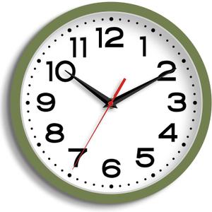 Roymnie Wall Clock Silent Non-Ticking Modern Clock Battery Operated 8 Inch Small Classic Analog Decorative for Kitchen, Bathroom, Office, Bedroom, Home(Green)
