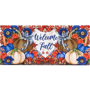 Evergreen Flag Sassafras Welcome Fall Neutral Sassafras Mat Interchangeable Entrance Doormat | Indoor and Outdoor | 22-inches x 10-inches | Non-Slip Backing | All-Season | Low Profile | Home Decor