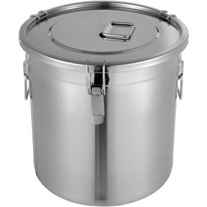 8.7Gal Stainless Steel Canister with Airtight Lid 40-50Lbs Flour Storage Containers for Kitchen Metal Rice Bucket Coffee Canister Dog Food Container Milk Can w/Handles & Sealing Buckles (33L)