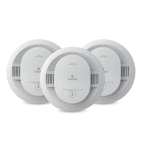 Kidde Smoke Detector, 10-Year Battery Powered, with LED Status Lights, 85 dB Alarm, 5-inches, 3-Pack