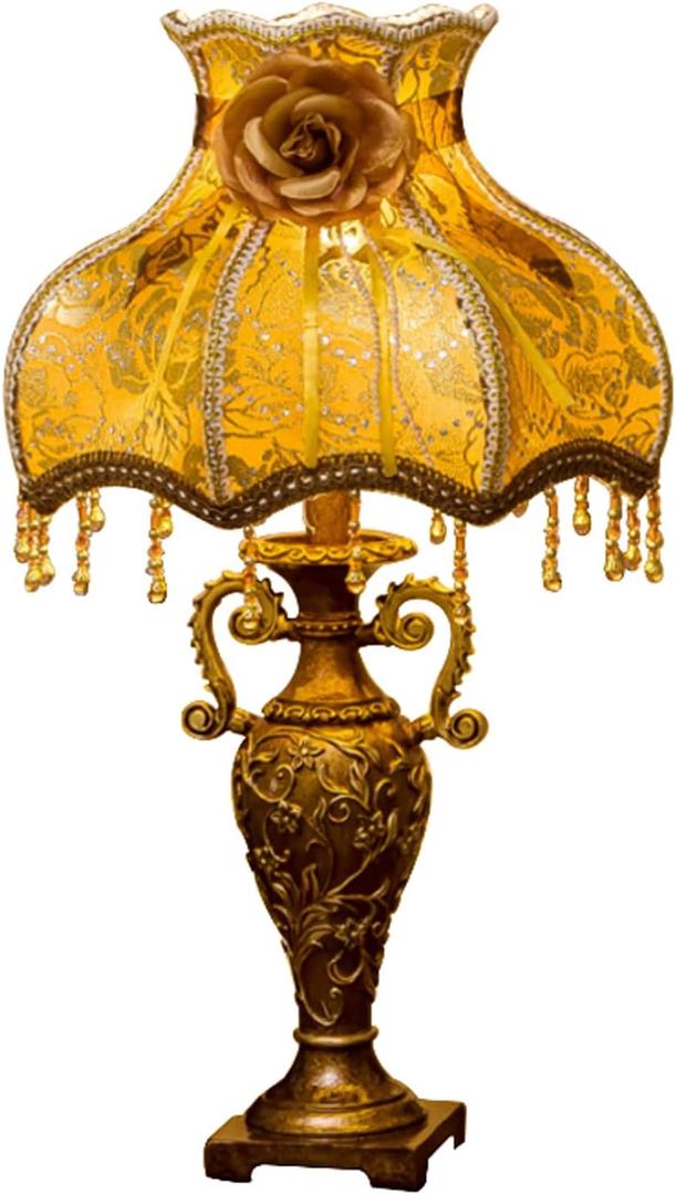 European-Style Creative Base Table Lamp, Handmade Fabric Lampshade Bedside Lamp, Warm and Romantic Bedside Lamp.(Without Bulb),Lamp b European-Style Creative Base Table Lamp, Handmade Fabric Lampshade Bedside Lamp, Warm and Romantic Bedside Lamp.(Without Bulb),Lamp b