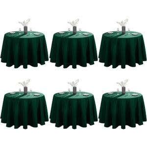 VidaFete Tablecloth 6 Pack 120inch Round Table Cloth Polyester, Stain Wrinkle Resistant Polyester Dining Table Cover for Kitchen Dinning Party Wedding Round Tabletop Buffet Decoration (Green)