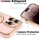 Compatible with iPhone 14 Pro Max Case with Magnetic Ring Stand [Compatible with Mag-Safe] [Full Camera Lens Protector] Soft Plating Phone Case for iPhone 14 Pro Max 6.7", Solid Pink
