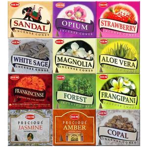HEM 12 Assorted Boxes of HEM Incense Cones | Natural Fragrance For Aromatic Rooms | Meditation and Odor Remover, Air Purifier