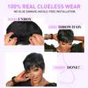 Pink Planet Pixie Cut Wig Human Hair for Black Women Short Pixie Cut Wigs Human Hair Wear and Go Glueless Pixie Wig Short Layered Brazilian Virgin Human Hair Wigs for Women 036-1B