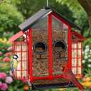 Weatherproof Bird Feeders for Outdoors - 4Lbs Large Metal Suet Feeder for Cardinal Finch, Garden Decor (Ordinary Red)