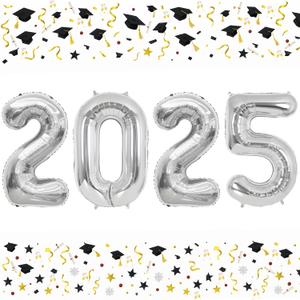 Smlpuame 40 Inch 2025 Balloons Silver, Large Foil Number Balloons for Happy New Years Festival Celebration Party Supplies Class of 2025 Graduation Decorations