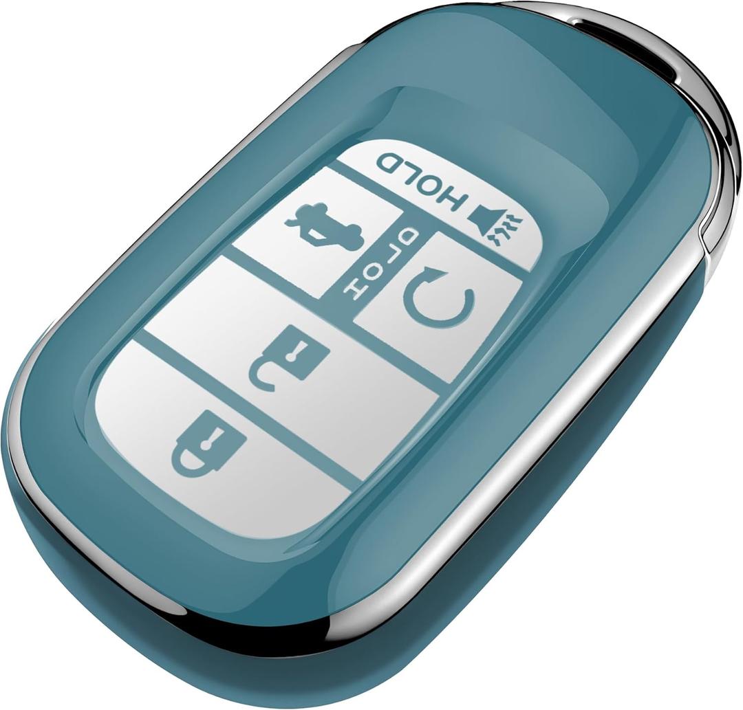 Tukellen for Honda Key Fob Cover, Premium Soft TPU Full Protection Key Fob Case for 2022 2023 2024 2025 2026 Passport Accord Civic HR-V CR-V Pilot Smart 4/5-Buttons Key Protector (Storm Blue)