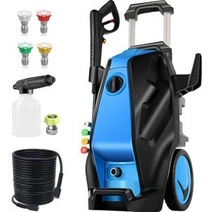 Electric Pressure Washer, 5000PSI 4.0GPM Heavy Duty Power Washer with 33 FT Extension Hose, 4 Quick Connect Nozzles and Foam Cannon for Cars/Fences/Driveways/Patios/Home Cleaning, Blue