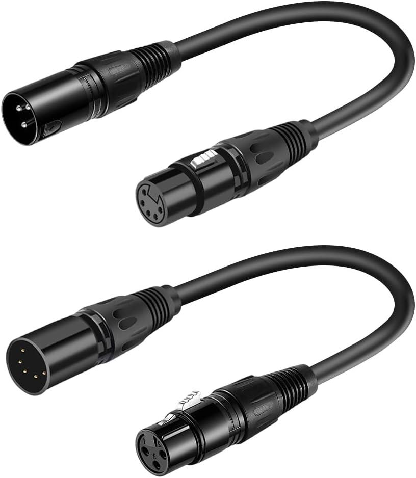 SiYear XLR Male 3 Pin to XLR Female 5 Pin & Female 3 Pin to Male 5 Pin Audio Cable, for Microphone DMX Stage Light Turnaround Etc1Set / 2Pack