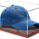 Fitense Hat Display Case, Acrylic Baseball Cap Display Box, UV Fade Protection, Solid Wood Base & Cap Shaper, Signed Hat Collector's Showcase, for Cap Enthusiasts, 11.8" x 7.8" x 5.9"