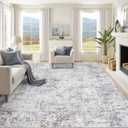 8x10 Area Rugs for Living Room, Washable Modern Abstract Large Area Rug Neutral Soft Non Slip Kids Rug Stain Resistant Indoor Carpet for Bedroom Dining Room Playroom Home Office(Blue Grey, 8'x10')