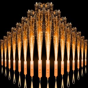 U-MOJOK 18 PCS Orange LED Fiber Optic Wands Glow Sticks, Light Up Wands, Fiber Optic Lights Rod, Flashing Wands with 3 Light Modes for Wedding,Halloween,Christmas, Neon Party Favors Supplies