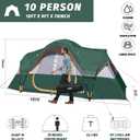 UNP Camping Tent 10-Person-Family Tents, Parties, Music Festival Tent, Big, Easy Up, 5 Large Mesh Windows, Double Layer, 2 Room, Waterproof, Weather Resistant, 18ft x 9ft x78in, Blue
