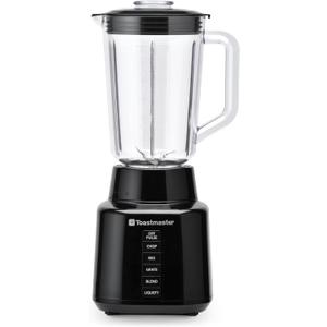 Toastmaster 6 Speed Blender with 48-oz Plastic Jar - Kitchen Blender with Stainless Steel Blades - For Fruit Smoothies & More - Multiple Speeds & Pour-Through Lid