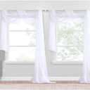 NICETOWN White Sheer Window Scarf 216 inch Extra Long, Soft Voile Textured Bed Canopy Scarf Curtains for Event Designs/Home Decor, 60 inches Wide, Set of 2