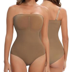 Strapless Shapewear for Women, Tummy Control Triangle Bodysuit, Seamless Sculpting Body Shaper Tank Top, Coffee, L