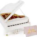 Piano Machine-Music-Box-Vintage-Hand-Cranked-Mechanism Mini Musical Retro Classical Table Desk Decoration with Greeting Card