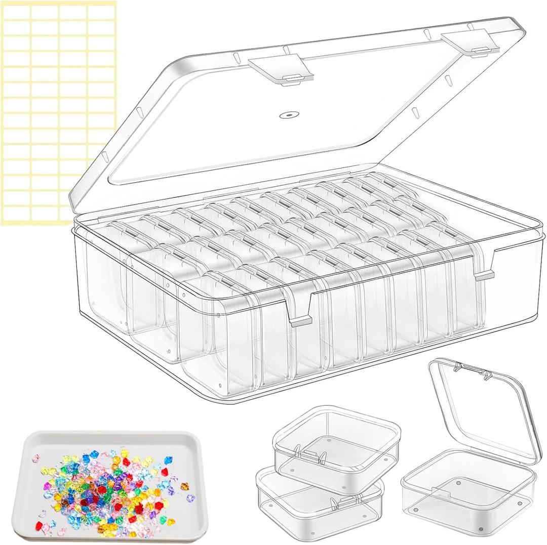 31 x Bead Organizer Box, 62 Pcs Small Beads Organizers, With Classification Tags and Trays, Plastic Bead Organizer Applicable to Jewelry, Diamonds, Clay Beads, Screws, Seeds, Small Parts