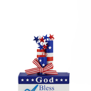 4th of July Decorations, 7 Pcs Patriotic Table Centerpieces Independence Day Tabletop Decorations Wood Faux Book Stack Star Sign Firecracker Farmhouse Decor for Tiered Tray Home Office Shelf Mantel