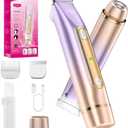 Bikini Trimmer for Women, 2-in-1 Painless Electric Razor for Body and Pubic Hair, IPX7 Waterproof Shaver with Dual Heads - Rechargeable Lady Trimmer for Bikini, Underarm, and Leg (Rose)