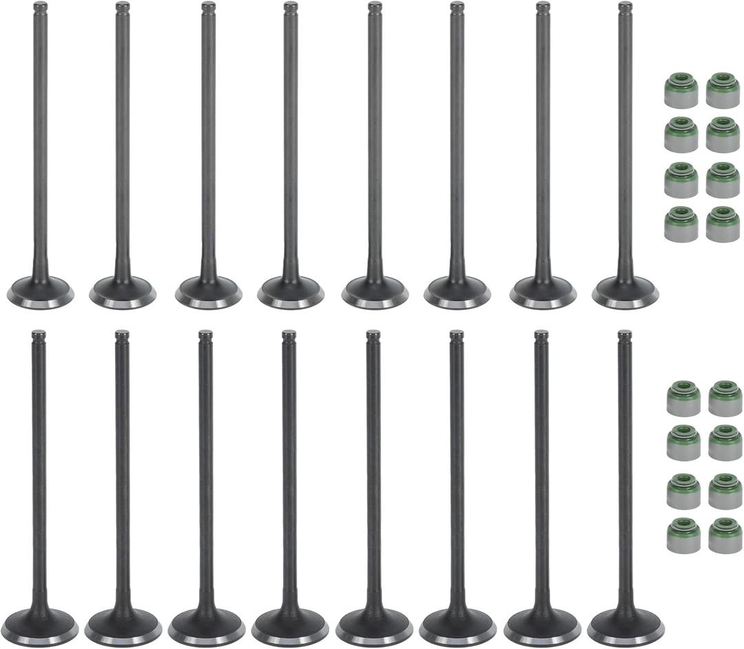 16pcs Engine Intake and Exhaust Valve Kit with Valve Seals for Honda Civic Del Sol 1.6L 1.7L 1992-2005 SOHC D16Z6 D17A1 A2 A6