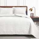Love's Cabin California King Size Bedding Set - White Bedspreads, Lightweight Summer Quilt, Coin Pattern Coverlet for All Season - 3 Piece (1 Quilt, 2 Pillow Shams) (Cal King (118"x106"), Coin Pattern White)