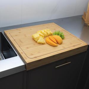 BAMOTTO CRAFTBAMBOO 21.7x18.9 in Oversized Bamboo Cutting Board Sink Cover
Non-Slip Detachable Lip | Reversible Juice Groove & Flat Side | Kitchen Noodle Board Stovetop Cover