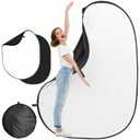5 * 6.5 Ft Collapsible Backdrop Black White Pop Up Screen with Carrying Bag, Double Sided Foldable Backdrop Portable Background for Photography Auditions Headshots Gaming Streaming Video Calls, 5*6.5ft /1.5*2m