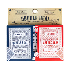 Jacent Double Deal  Playing Cards with Bonus 5 Dice - 3 Set