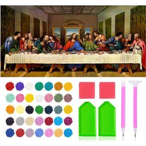 5D DIY Diamond Painting Kits for Adults, Large Size Full Drill Diamond Arts Rhinestone Pasted, DIY Painting Diamond Dot Arts Crafts for Home Wall Decor Gift, 15.8"x33.5" (The Last Supper)