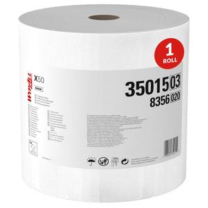 X50 Cloths, Jumbo Roll, 9 4/5 x 13 2/5, White, 1100/Roll, 1100 Count