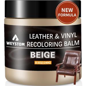 Leather Recoloring Balm - Beige Leather Repair Kit for Furniture, Dye, Recolor, Renew, Repair & Restore Aged, Faded, Cracked, Peeling and Scuffed (8.5OZ)