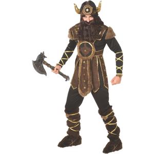 Morph Viking Costume Men Renaissance Viking Halloween Barbarian Costume for Men (X-Large, Brown)
