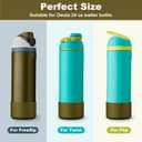 3 x yoelike Grid Silicone Boot for Owala Water Bottle, Anti-Slip Protective Sleeve for FreeSip/Twist/Flip, Bottom Bumper Cover for Watter Bottle Accessories (24 Ounces, Dark Green)
