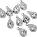 RUBYCA 30PCS Charm Pendant Crystal Drop Tibetan Metal Beads Silver Color Jewelry Making Bracelet DIY