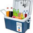 Ivation Electric Cooler & Warmer with Wheels & Handle |48 Quart (45 L) Portable Thermoelectric Fridge For vehicles & Trucks| 110V AC Home Power Cord & 12V Car Adapter for Camping, Travel & Picnics
