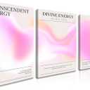 3 Piece Framed Pink Wall Art – Abstract Aura Gradient Canvas Prints – Aesthetic Minimalist Room Decor for Bedroom, Dorm, Bathroom, Living Room – Coquette Pastel Wall Decor 16x24in