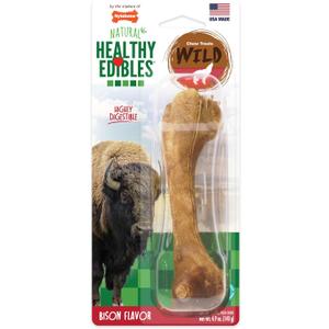 Nylabone Healthy Edibles WILD Natural Dog Chew Treats for Large Dogs, Long Lasting Dog Chew Bones Made in USA, Bison Flavor, For Dogs Up to 50 lbs. (1 Count) (EXP 01/06/29)