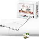 Pizuna Pure 100% Cotton Flat Sheets Only Queen White (1 PC), Luxurious 400 Thread Count Long Staple Cotton Sateen Flat Bed Sheet with 4" Hem (Combed Queen Flat Sheet Only Cotton)