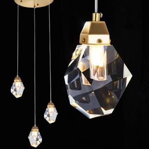 3 Lights Crystal Pendant Light Modern Cluster Chandelier - Dimmable LED Pendant Light Fixture with Brass Teardrop Design - Stylish Lighting for Kitchen Island, Dining Room, Hallway, Bathroom (Brass 3-Light)