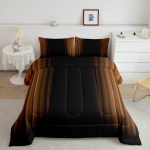 Feelyou Abstract Ombre Comforter Set Kids Teens Brown Black Bedding Set Room Decor 3Pcs Queen Size,Reversible Black Boys (Multi 46)
