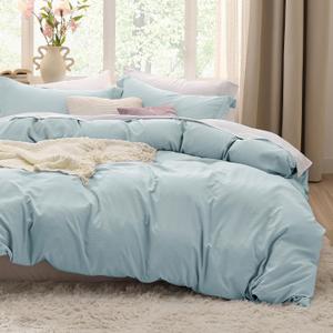 Bedsure Baby Blue Duvet Cover Twin/Twin XL Size - 2 Pieces Prewashed Cotton-Like Polyester Soft Bedding Set, Includes 1 Twin Duvet Cover 68x90 in with Zipper Closure & 1 Pillow Sham, No Comforter
