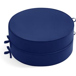 Summsun Outdoor Bistro Chair Cushions Set of 2, 15" D x 3" H Round Chair Cushions Waterproof and Fade Resistant Chair Cushion Pads with Non-Slip Ties and Removable Covers for Garden, Navy Blue