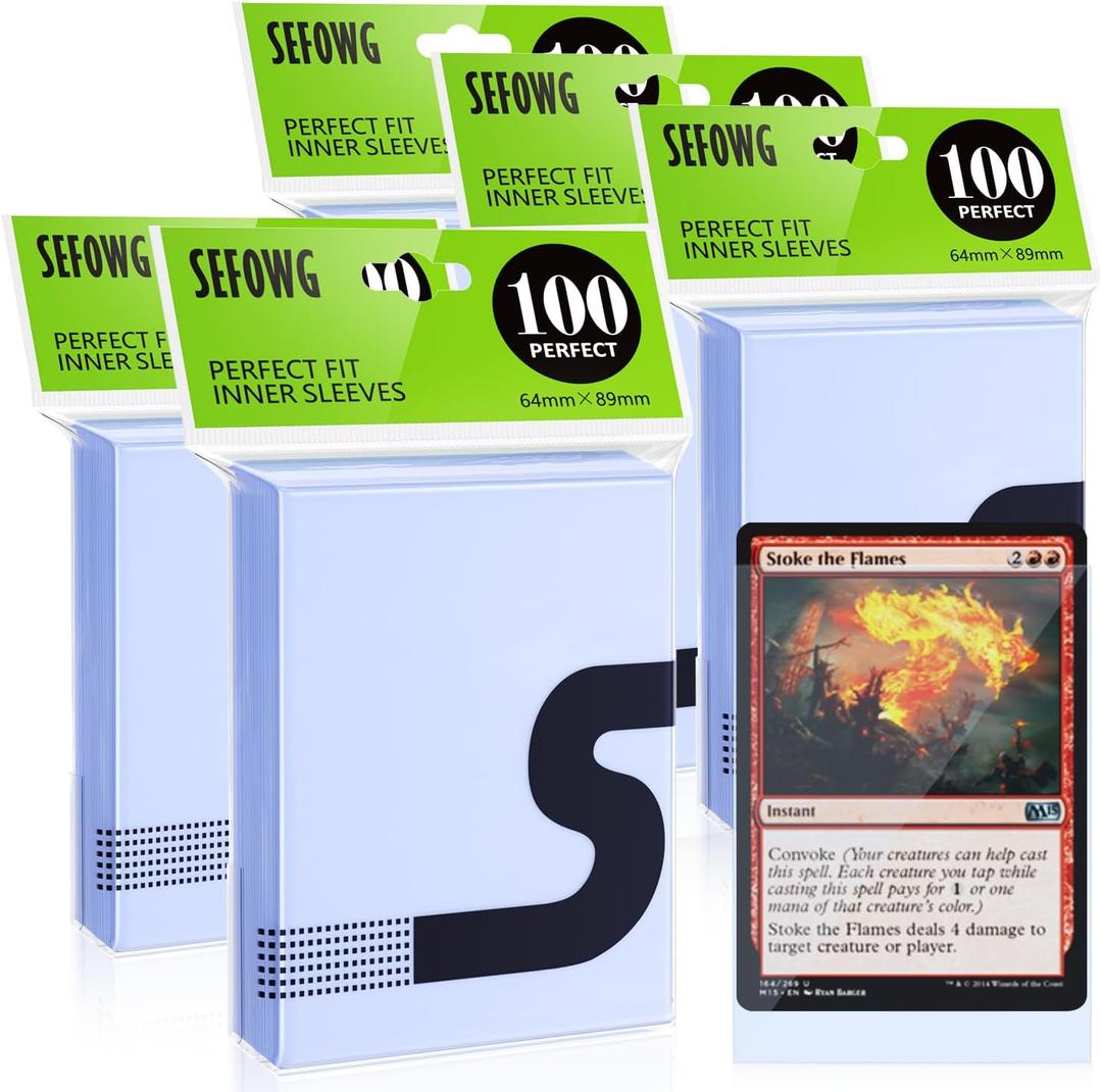 2 x 500 PCS Perfect Fit Inner Card Sleeves, Clear Card Sleeves, Exact for Double-sleeving and Compatible with MTG TCG Magic The Gathering Games Trading Cards